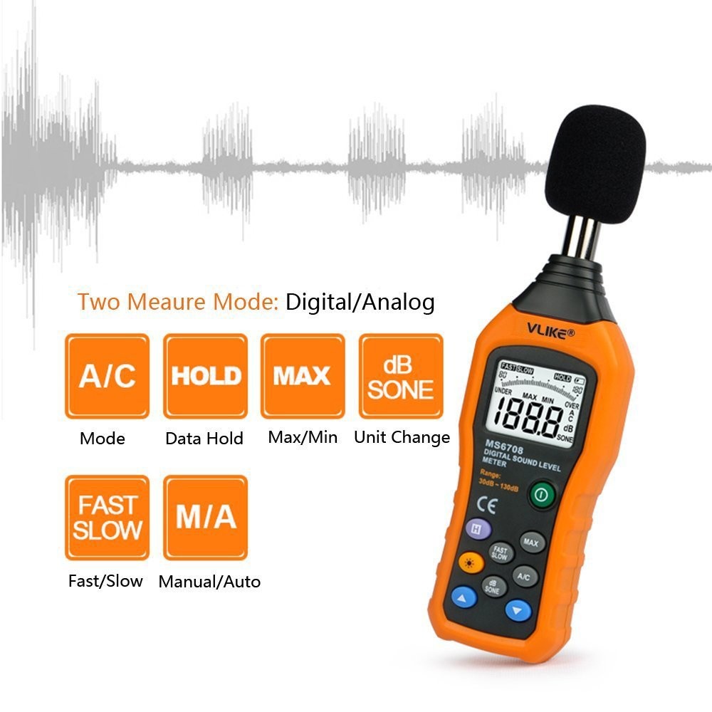 VLIKE LCD Digital Audio Decibel Meter Sound Level Meter Noise Level Meter Sound