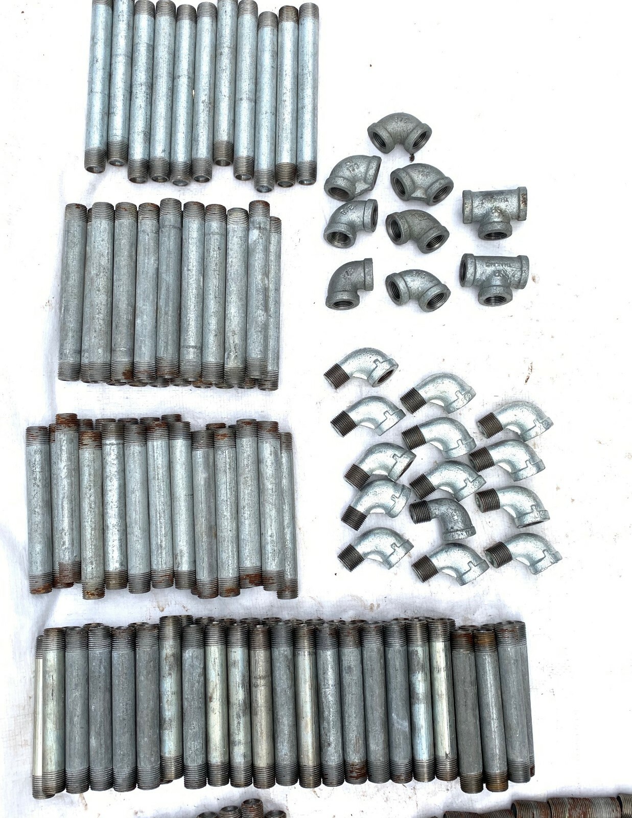 Lot of 305pc 3/8″ Nipple Fitting Tee Street 90 Galvanized Steel NOS Plumbing