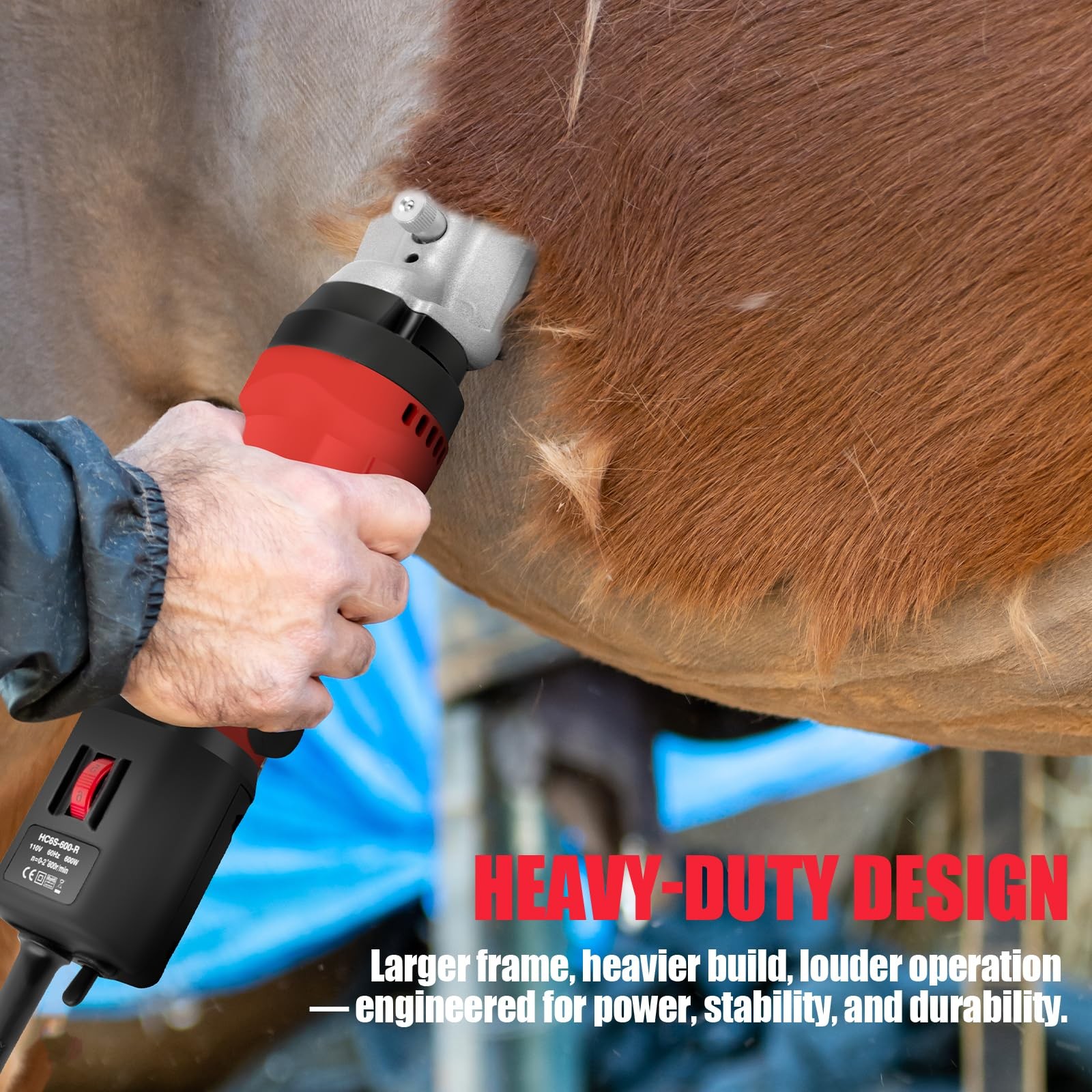 Horse Clippers, 600W Professional Heavy Duty Horse Body Clippers, 6-Speeds Large