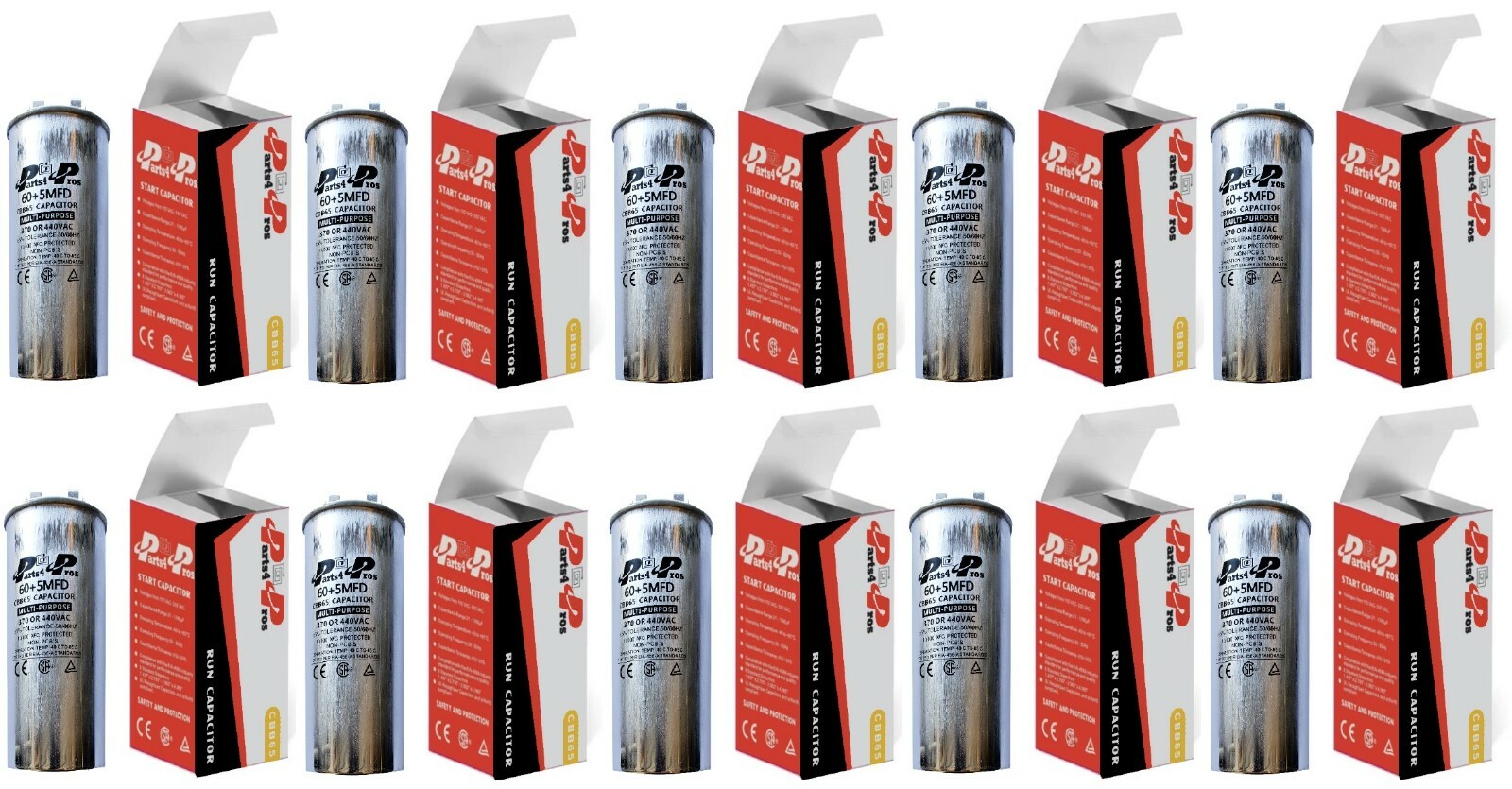 60+5 60/5 uF MFD 370-440 V AC (10x) High Quality Dual Run Capacitor CBB65-R
