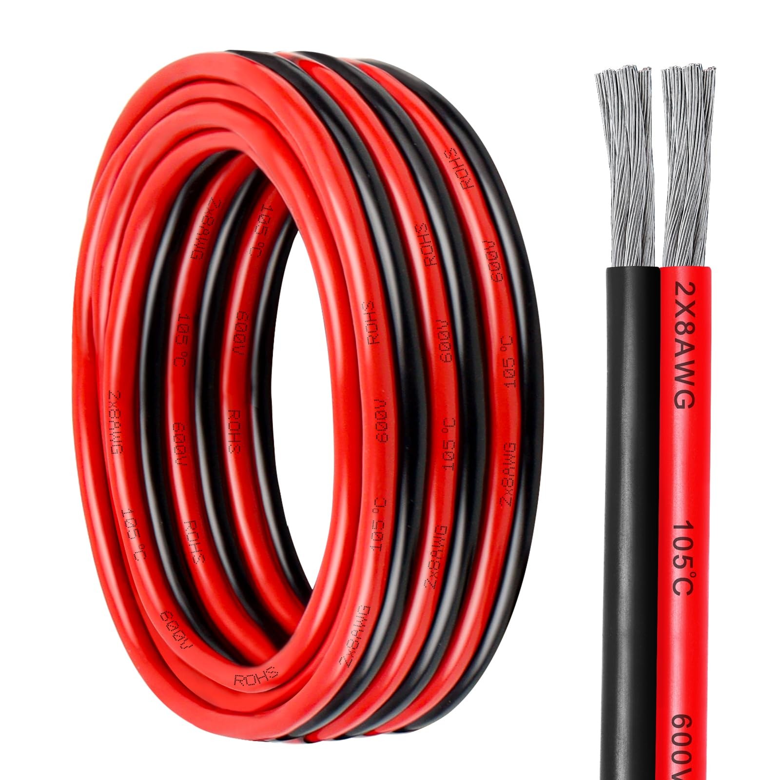 8 Gauge Wire 2 Conductor Tinned Copper Cable, Flexible 8 AWG Marine Wire for …