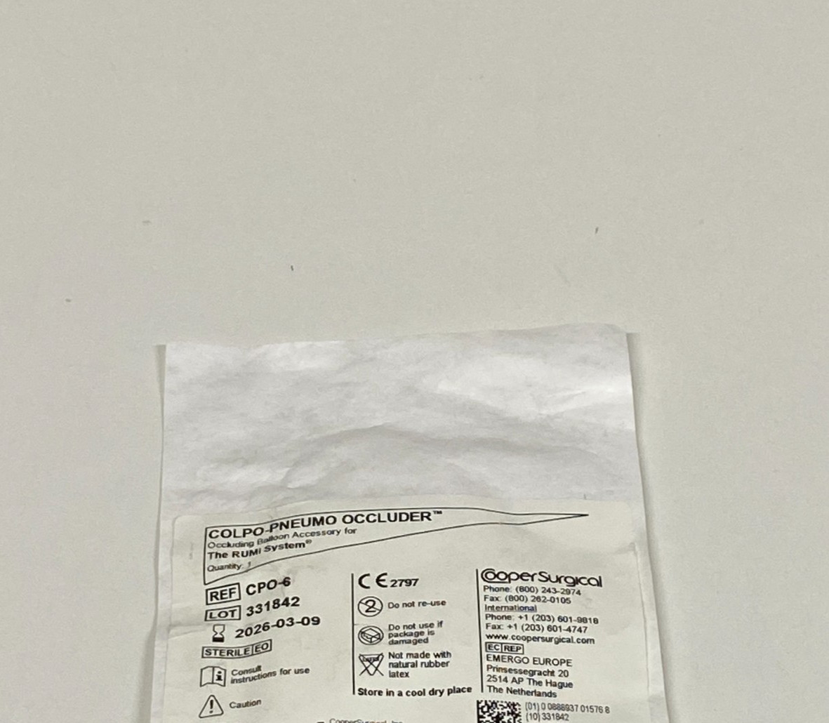 COOPER SURGICAL Occluder CPO-6 Exp.2026-03 (*CC16*)