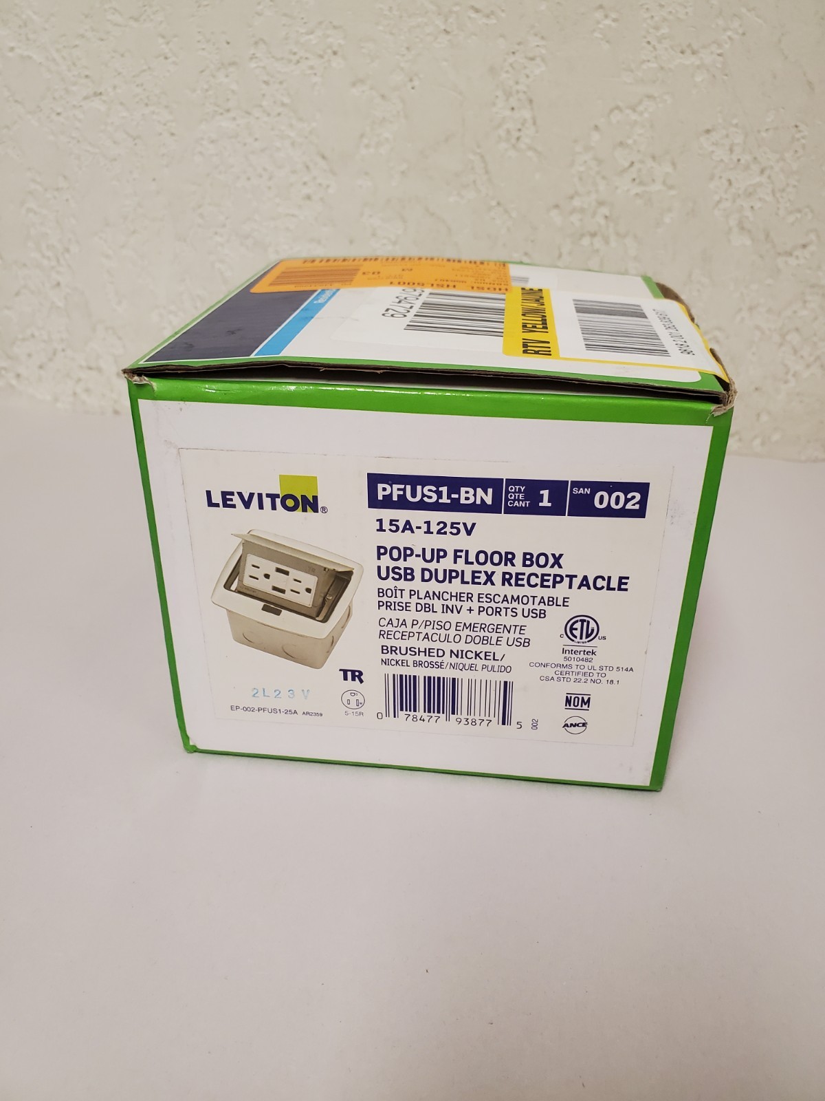 *READ DESC* Leviton Pop-Up Floor Box w/ 3.6 Amp USB Charger 15 Amp Outlet Bronze