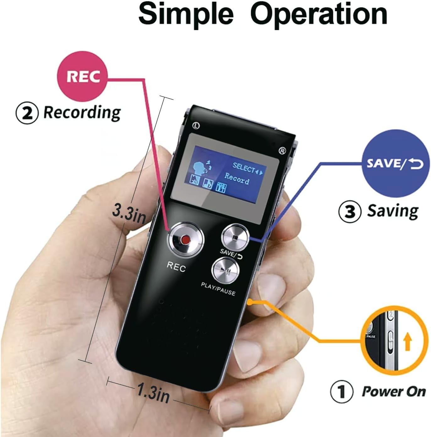 16GB Digital Voice Recorder Activated with Playback 1536KBPS…