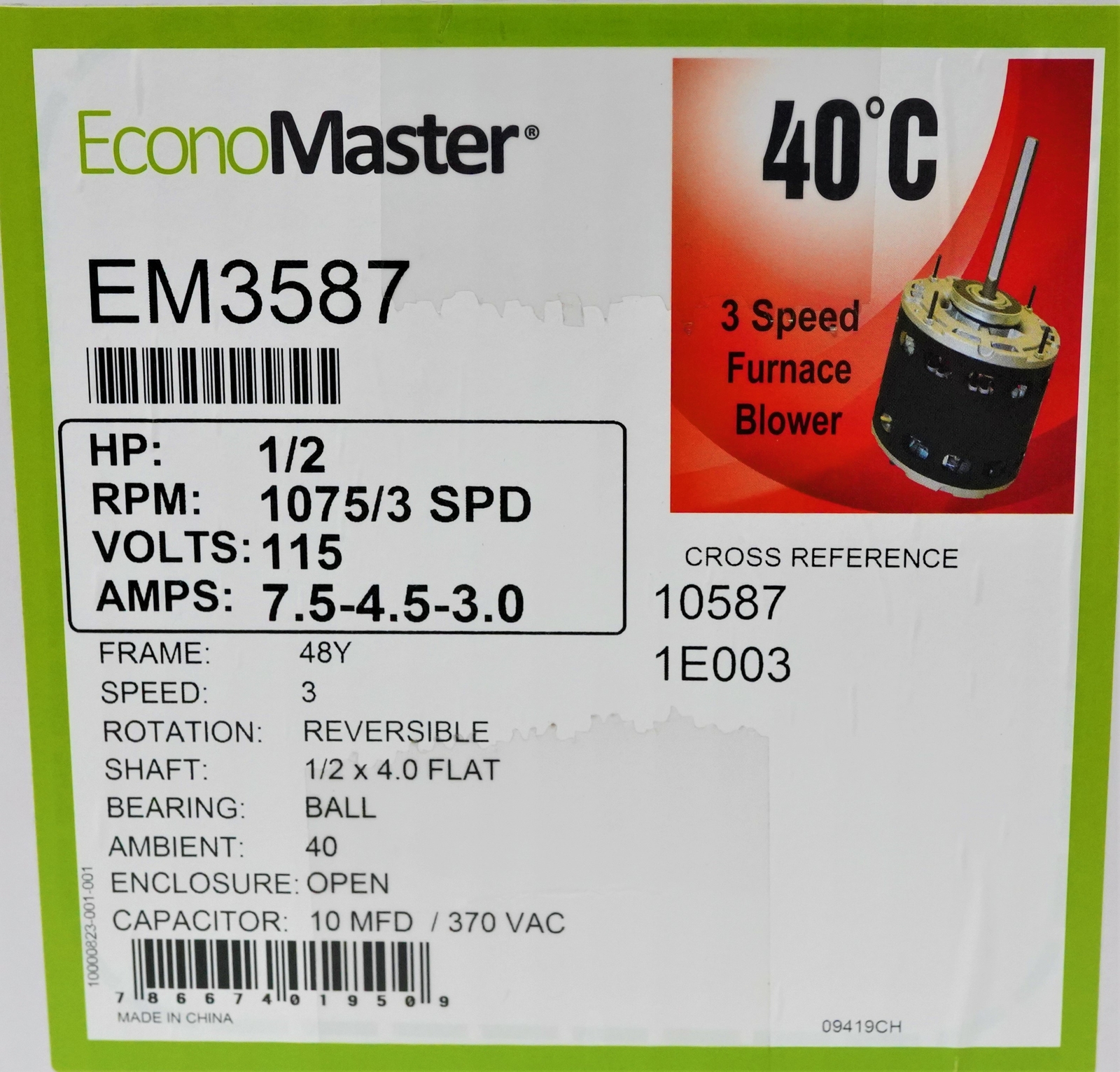 HVAC Blower Fan Motor 1/2 HP 1075 RPM 115 Volts for Fasco D701 with Capacitor