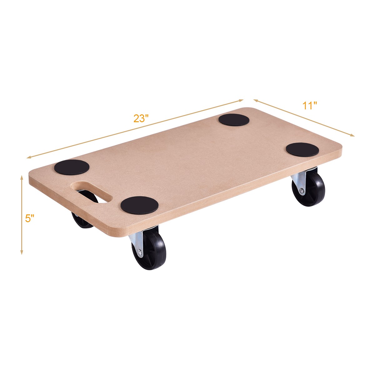 Costway 440lbs Platform Dolly Rectangle Wood Utility Cart Wheeled Transporter