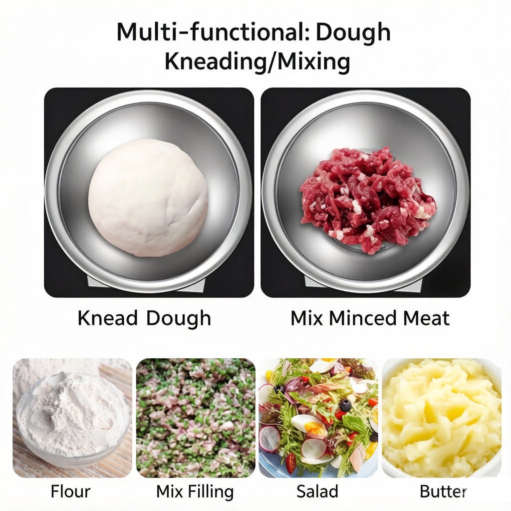 8KG Commercial Dough Mixer Stainless Steel Detachable Basin w/ Heating Function