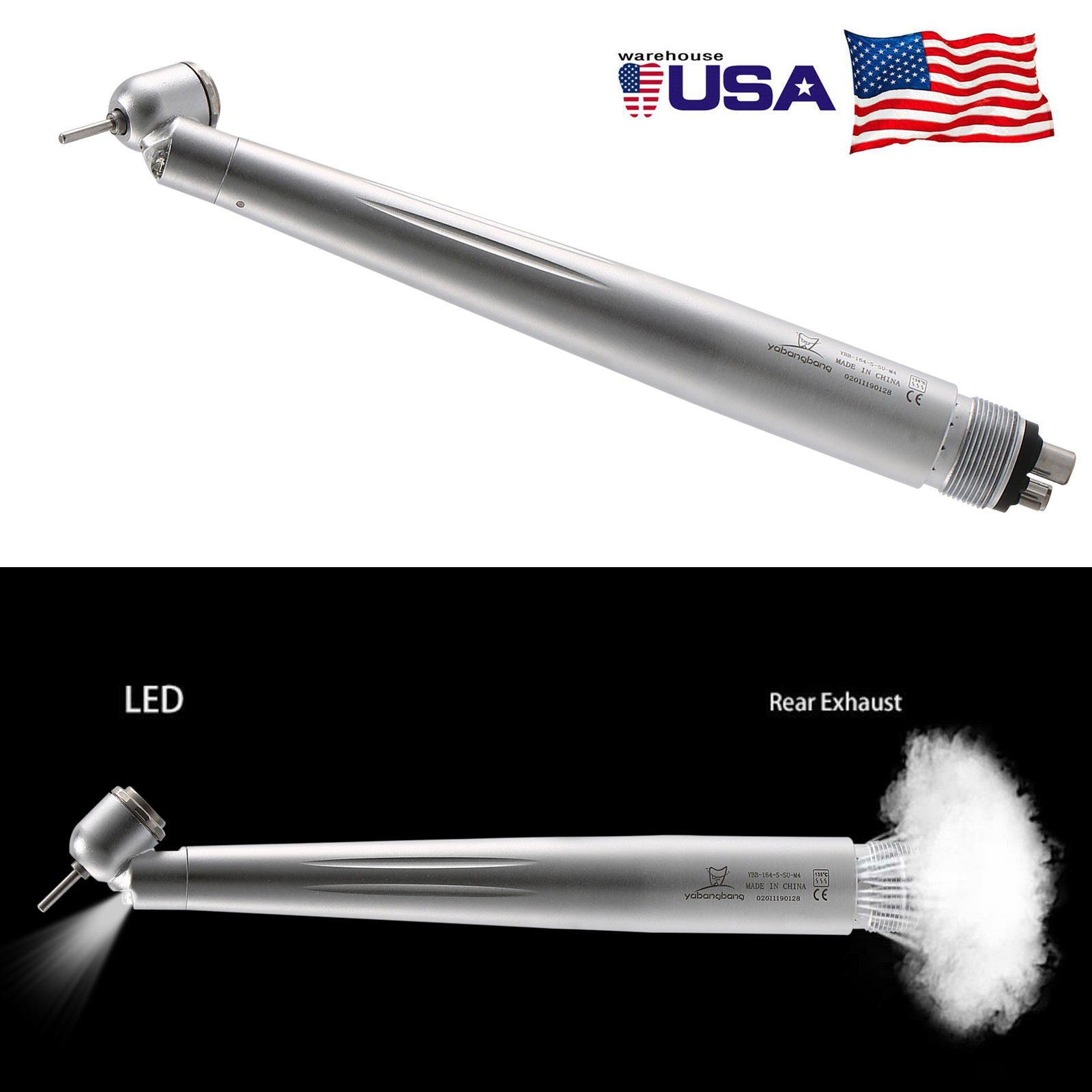 Dental 45 Degree Surgical High Speed Handpiece LED E-generator Push Button 4Hole