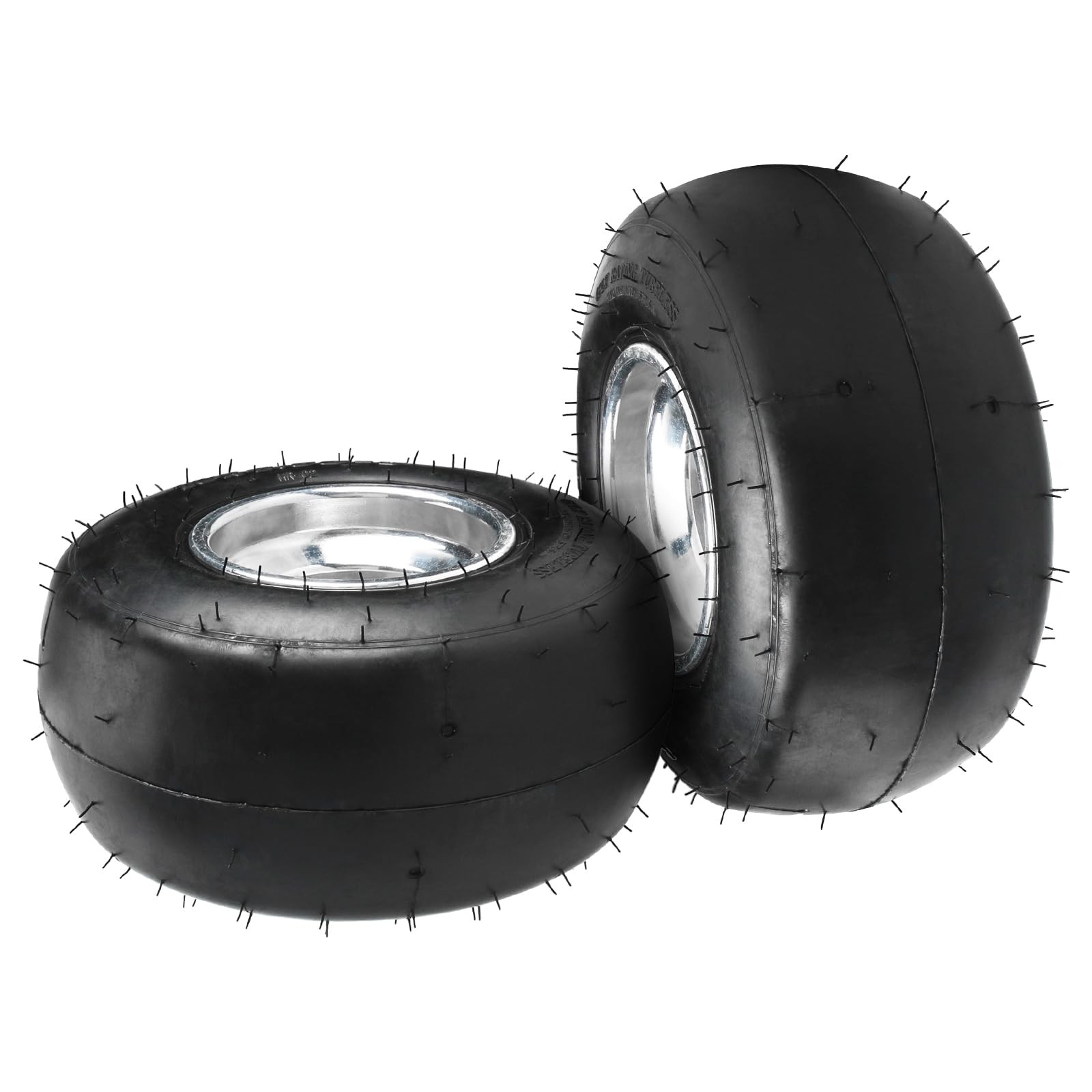 2pcs 10×4.50-5 Go Kart Tires Rims Aluminum Tubeless Smooth Tread 3 Lug 50mm