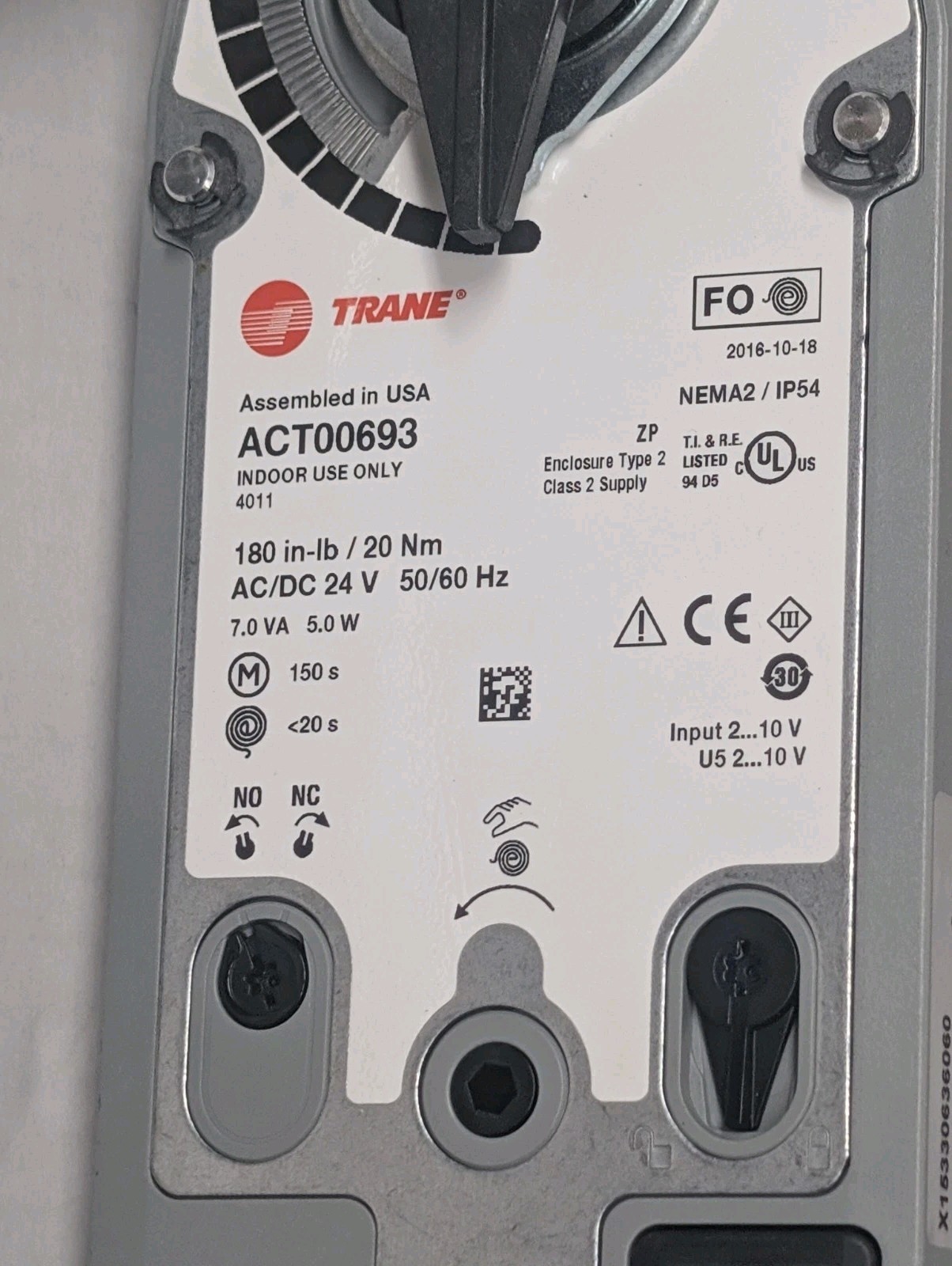 Trane ACT00693 Belimo B231 Actuated Ball Valve 1-1/4″ 24V Spring Return Cv=25