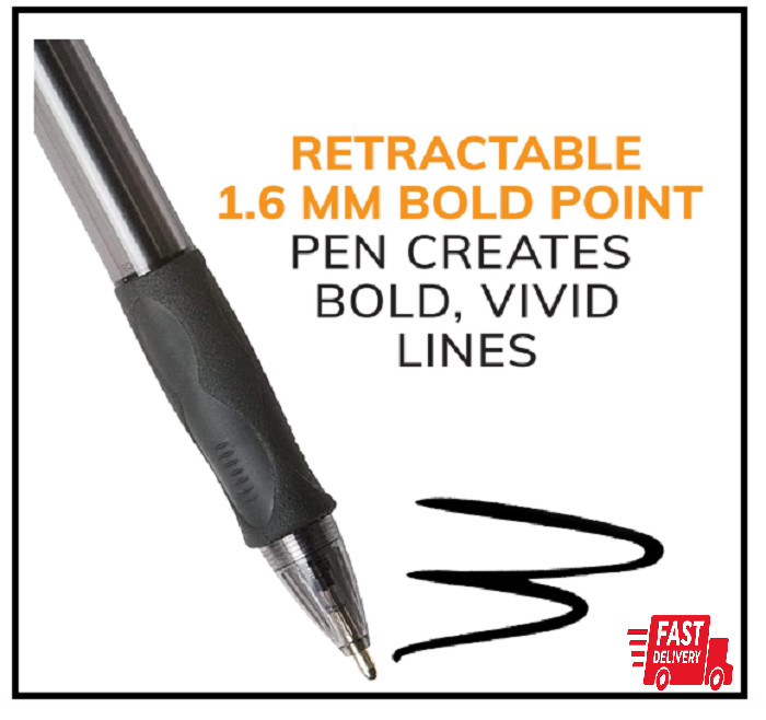 BIC Velocity Bold Retractable Ball Pen, Bold Point (1.6mm), Black, 2-Count