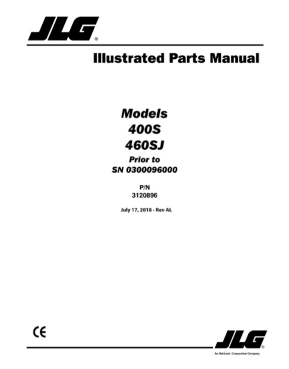 JLG 400S 460SJ Boom Lifts Service Repair Operators Manual Parts Catalog PDF USB