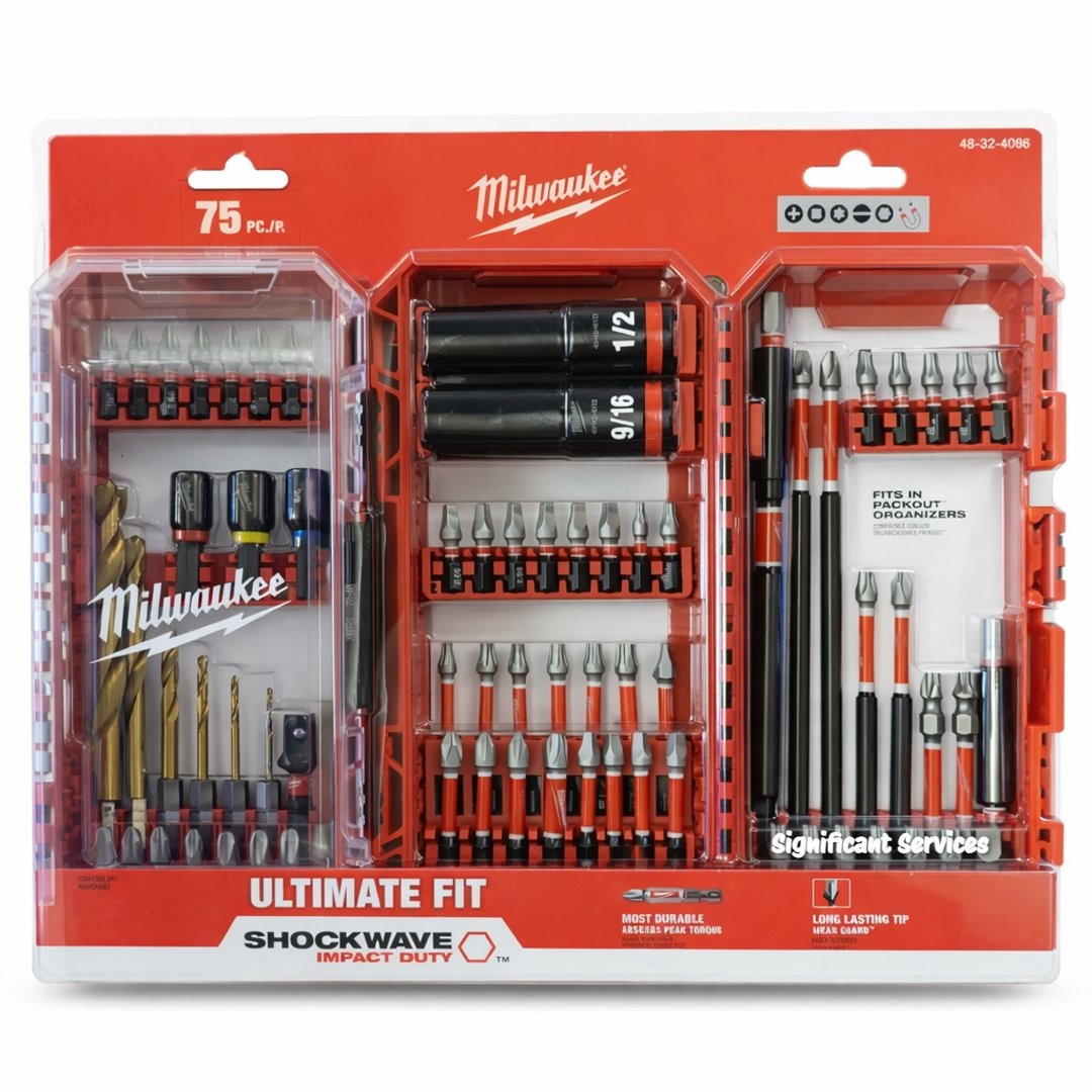 Milwaukee 48-32-4098 Shockwave 75 Pc Drill Drive Bit Set 1/4″ Hex Shank PACKOUT