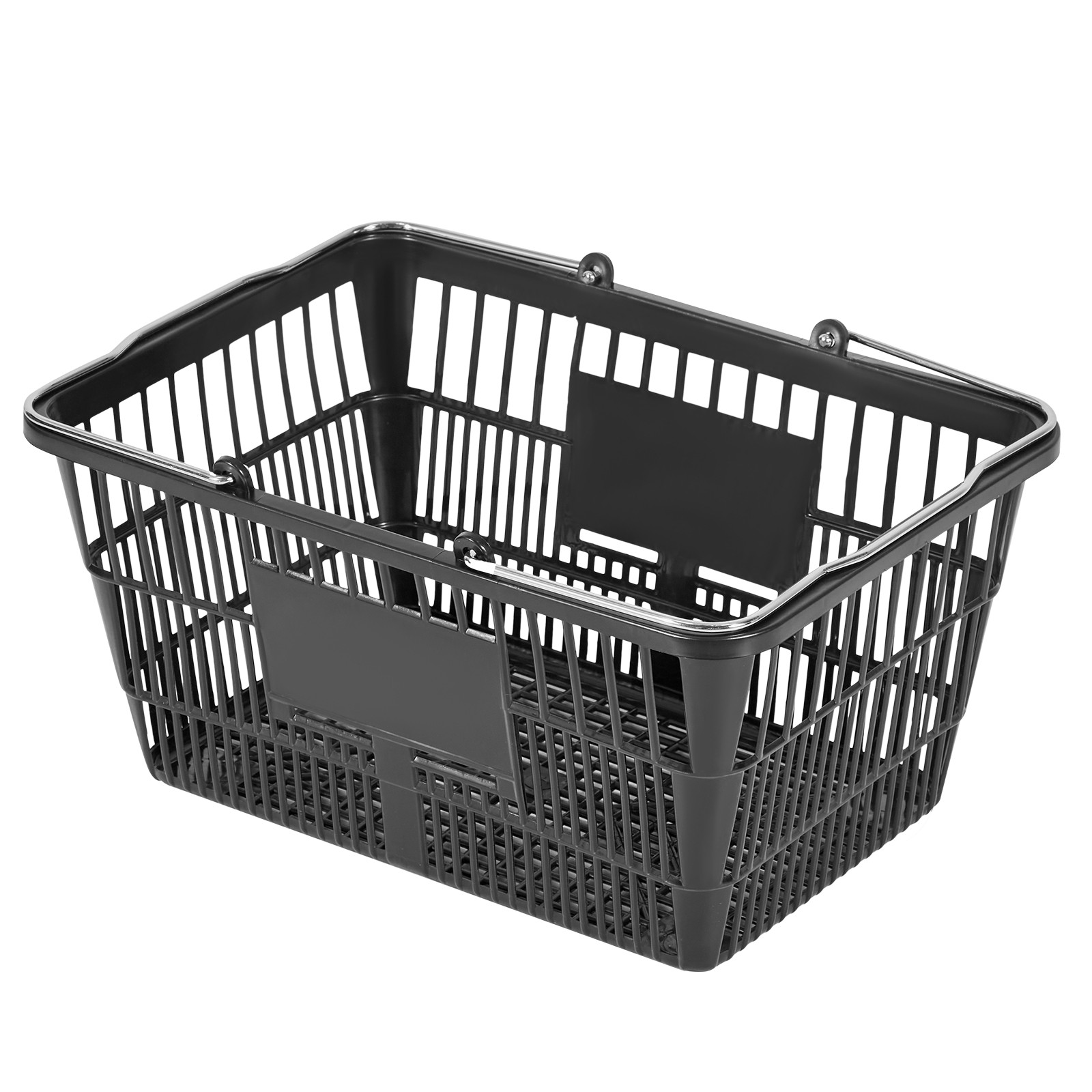 Uimoso Set of 12 Stackable Black PE Shopping Baskets with Handles for Groceries