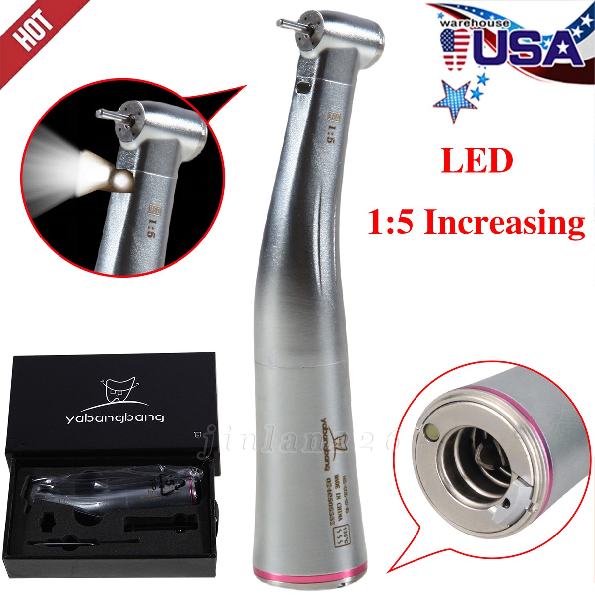 Dental Hygiene Prophy Handpiece Air Motor 4 Holes 4:1 Reduction 360 ° Swivel