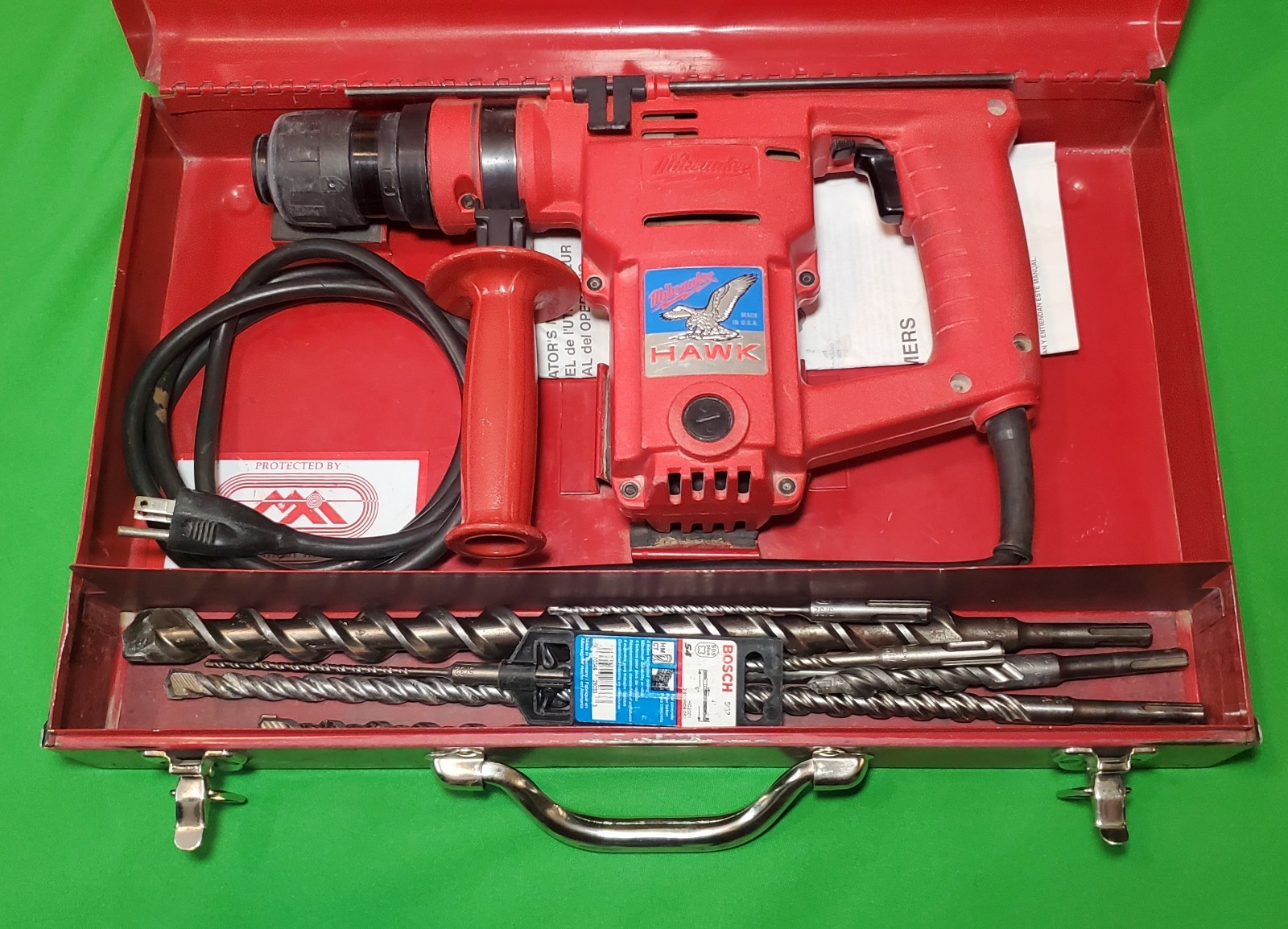 Milwaukee USA 1″ Corded Heavy Duty Hawk Rotary Hammer 5362-1 w/ Box Bits Manual