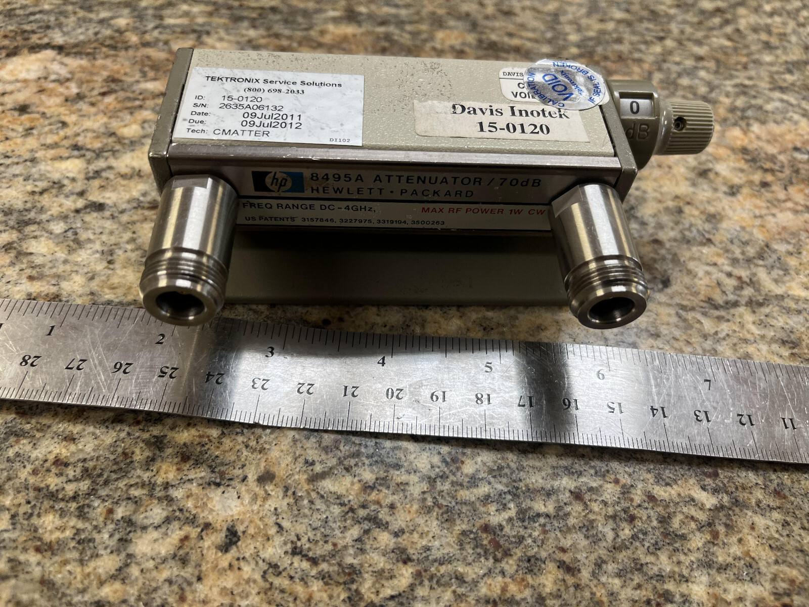 HP – Agilent – Keysight 8495A Manually Variable Step Attenuator, DC-4GHz, 70dB