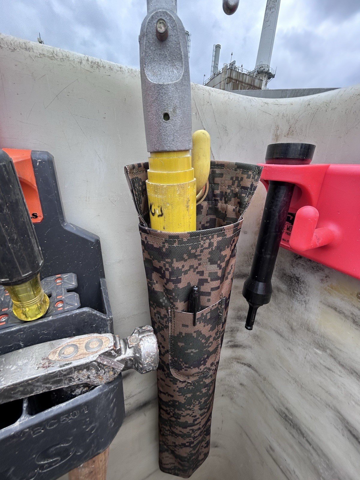 Lineman Bucket Bag, Short Switch Stick Holder, Lineman Ariel Tool, Woodland Camo