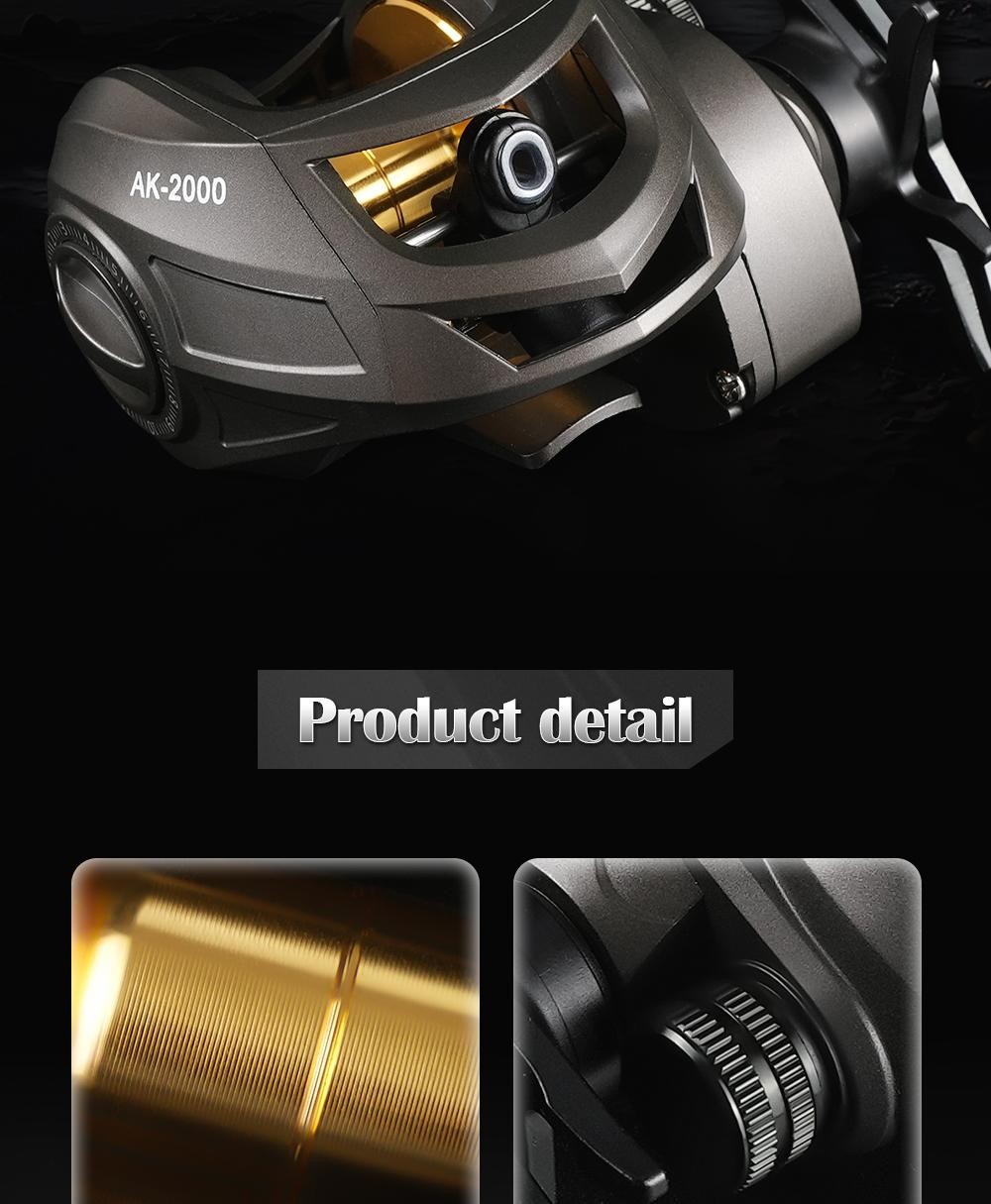 Rooblinos AK Baitcasting Reel 7.2:1 18LB Max Drag Freshwater Saltwater 2+1BB Pro