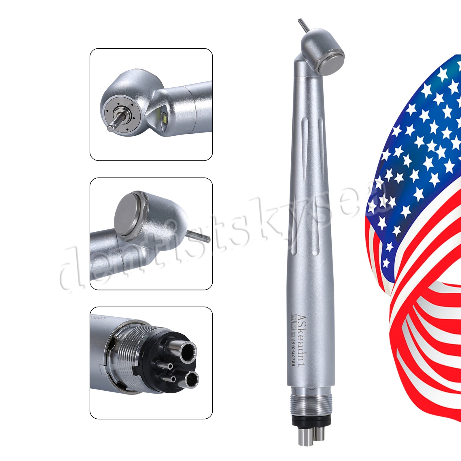 Dental 45 Degree LED/NO-LED High Speed Handpiece Ceramic Bearing 3Spray 4Holes