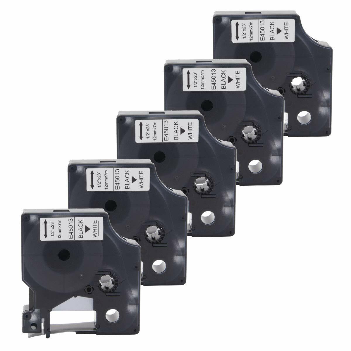 5-Pk/Pack D1 Label Tape 45013 S0720530 for DYMO LabelManager 160 280 420P