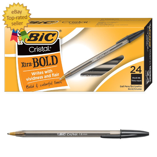 BIC Cristal Xtra Bold Ball Pen, 1.6mm, Black, 24 Pack