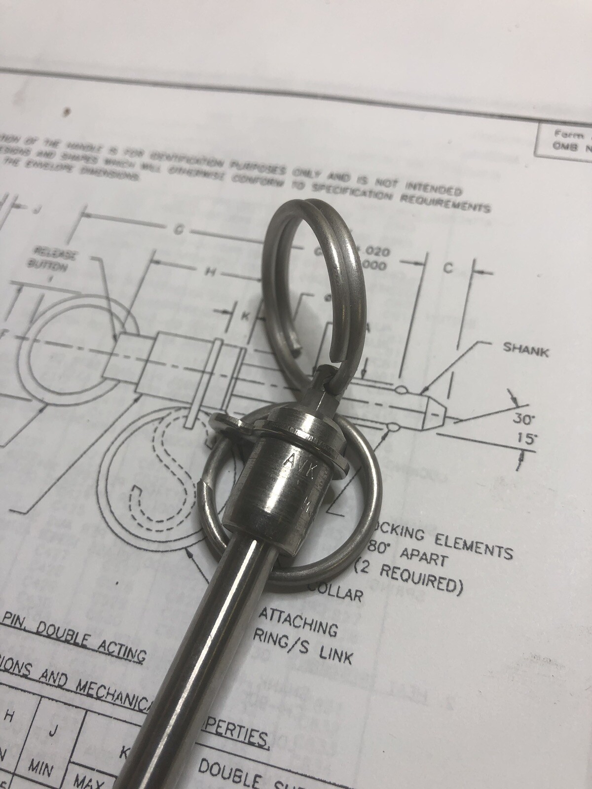 MS17990C453 1/4” Quick Release Pin, 5.300” Grip, Stainless Double Acting