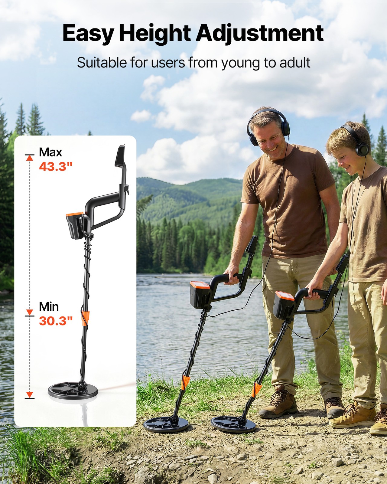 VEVOR Metal Detector for Adults 8″ Professional Gold Detector Waterproof Coil