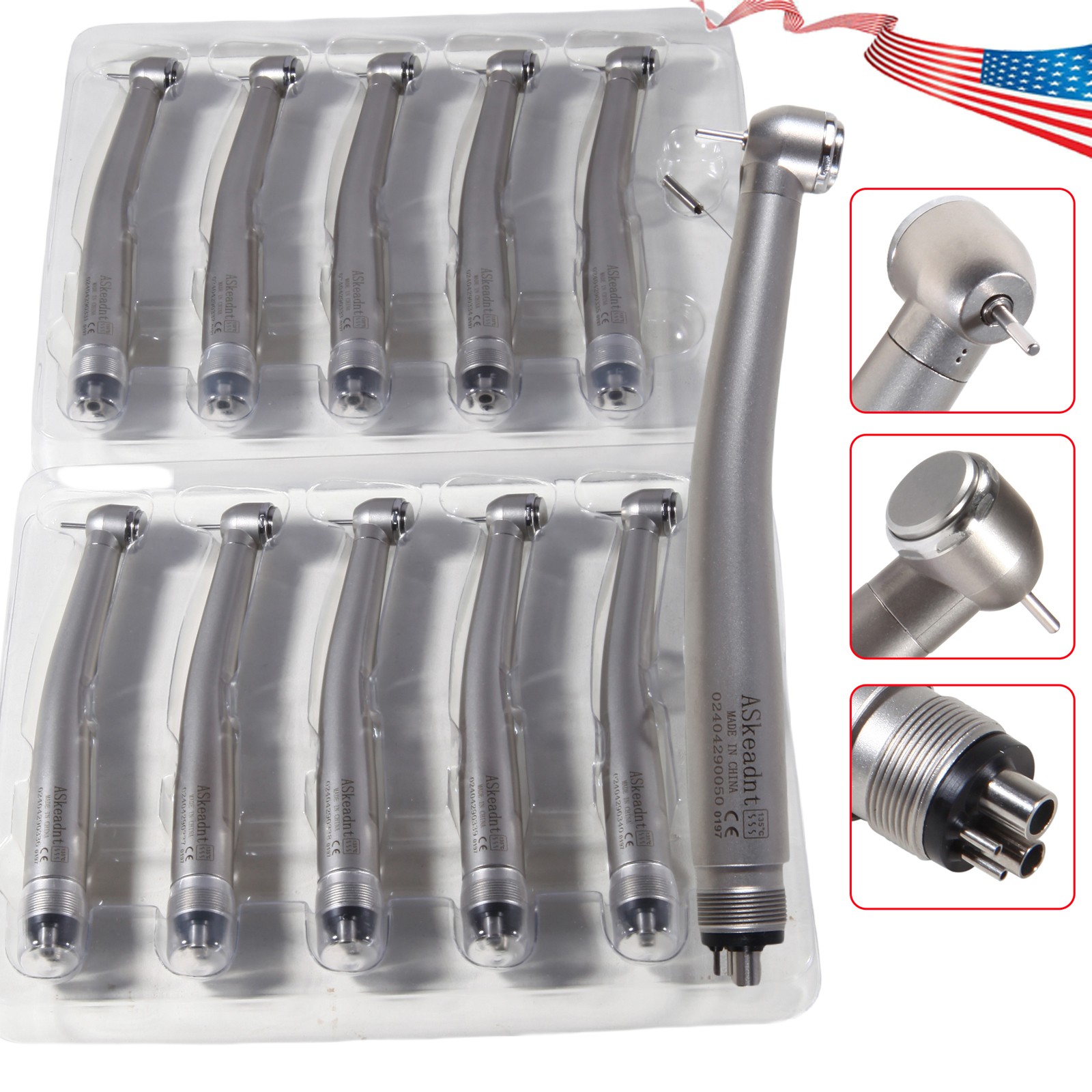 10* ADA4 Dental High Speed Handpiece Push Turbine 4 Holes Fit NSK Pana Max