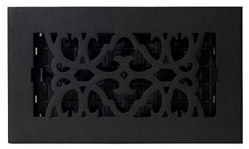 Decor Grates AC408-BLK Victorian Floor Register 4 x 8 Inches Cast Iron Black