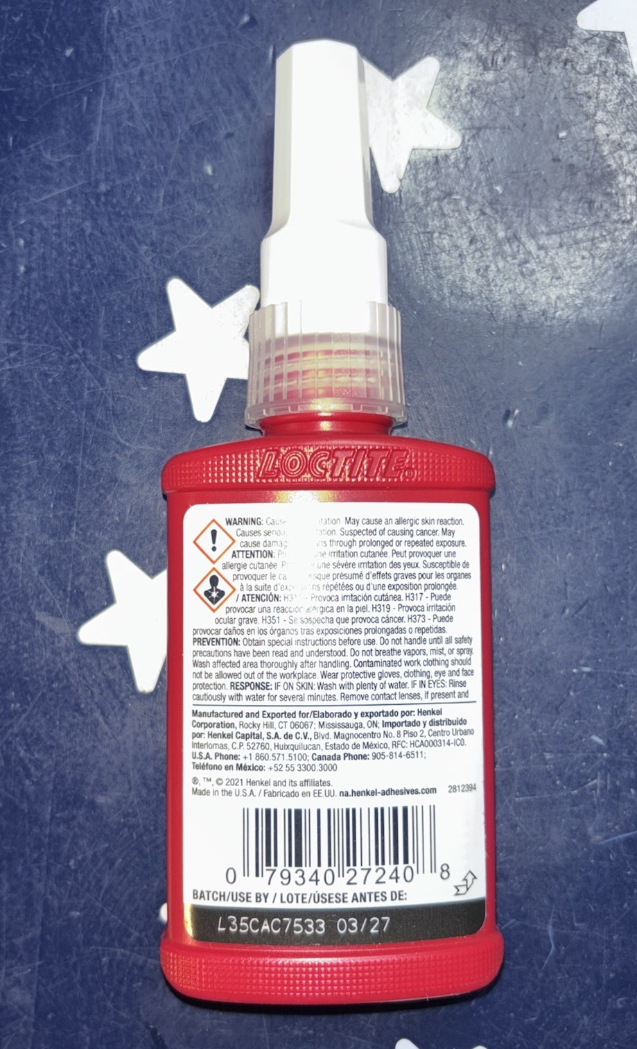 LOCTITE 272 50mL High Strength Threadlocker 1.69 FL OZ 88442 27240 EXP 03/2027