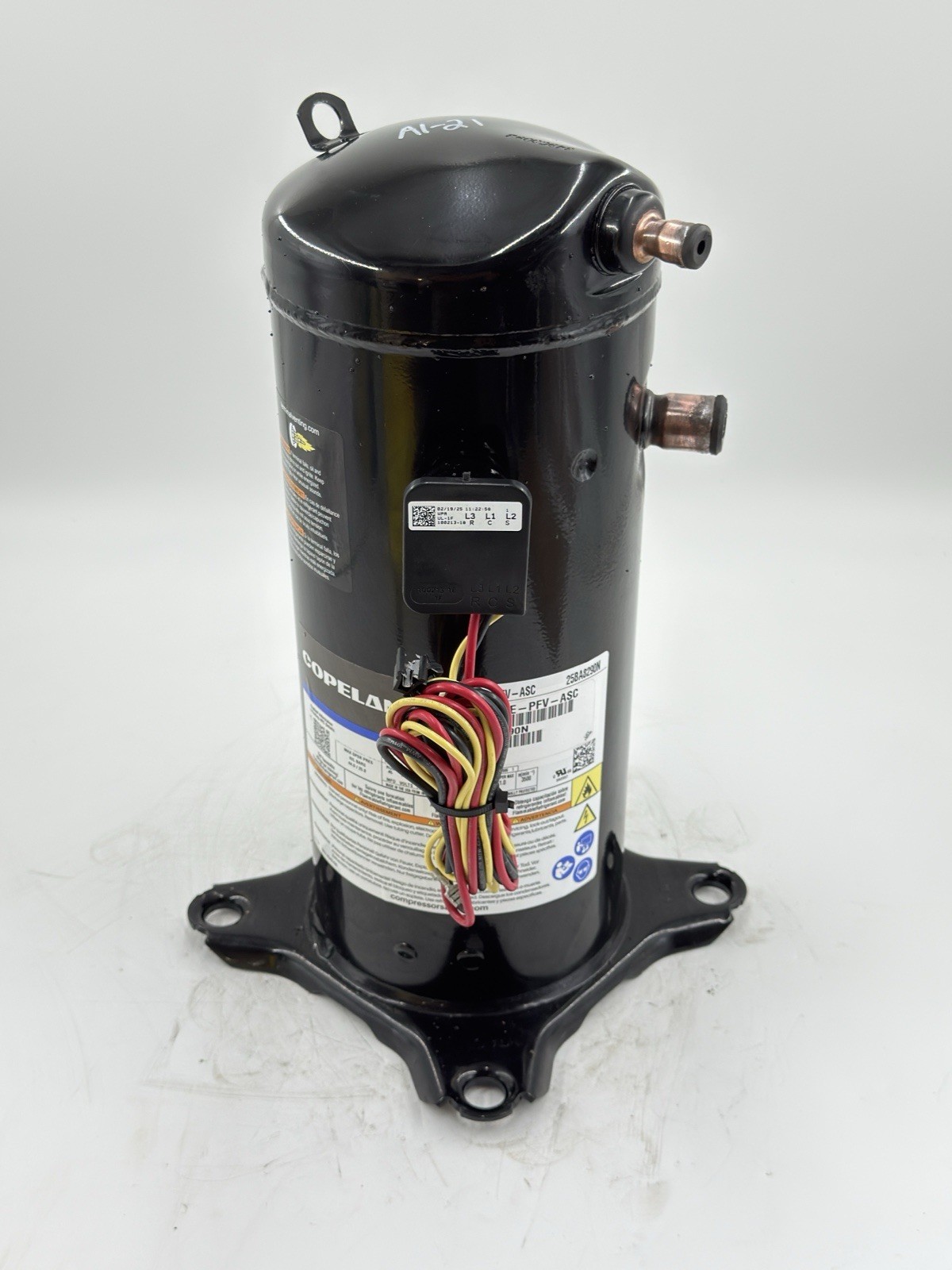 Copeland Scroll Compressor YA34K1E-PFV-ASC 230V 1 PH 60 Hz Tested #A1-21