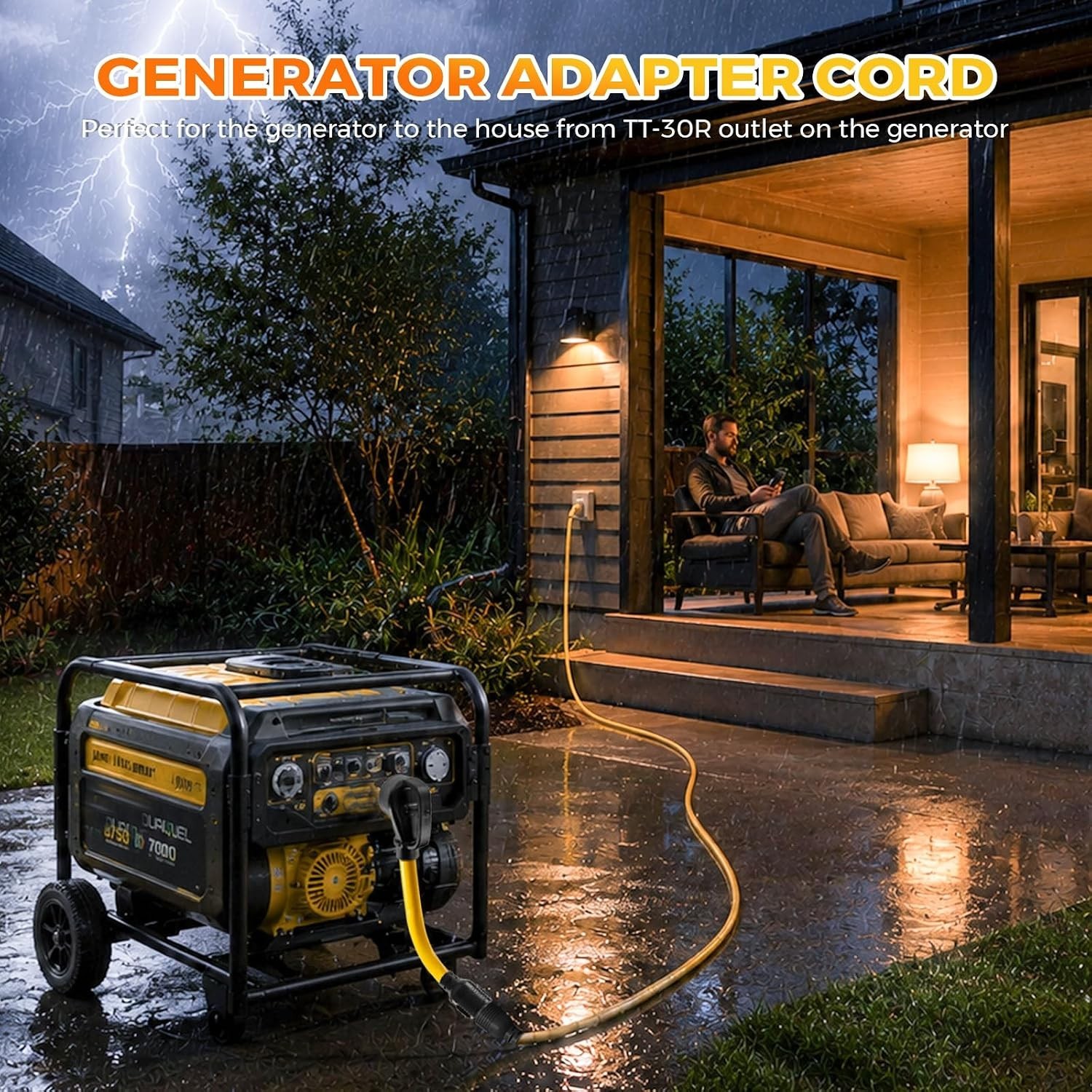 NEMA TT-30P to L14-30R Generator Adapter Cord, 30 Amp 3 Prong to 4 Prong Generat