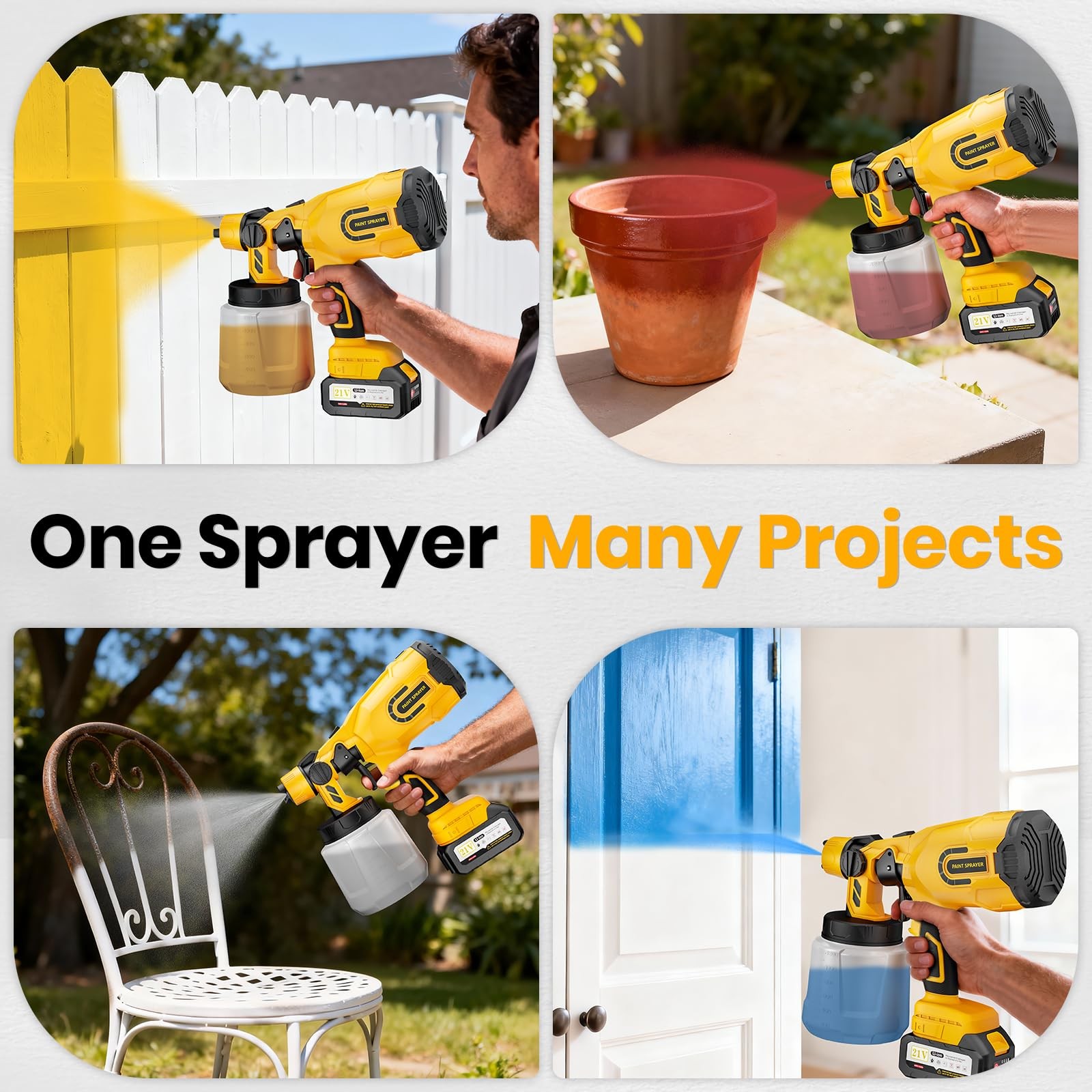 Luderignite Cordless Paint Sprayer 2 Batteries 650W Hvlp 21V Battery Powered