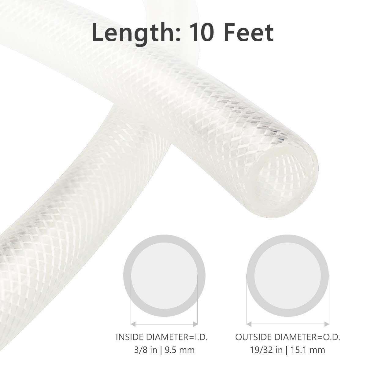 BPA-Free 3/8″ ID Braided PVC Hose Tubing – 10 Ft, Ideal for Water & Air Lines