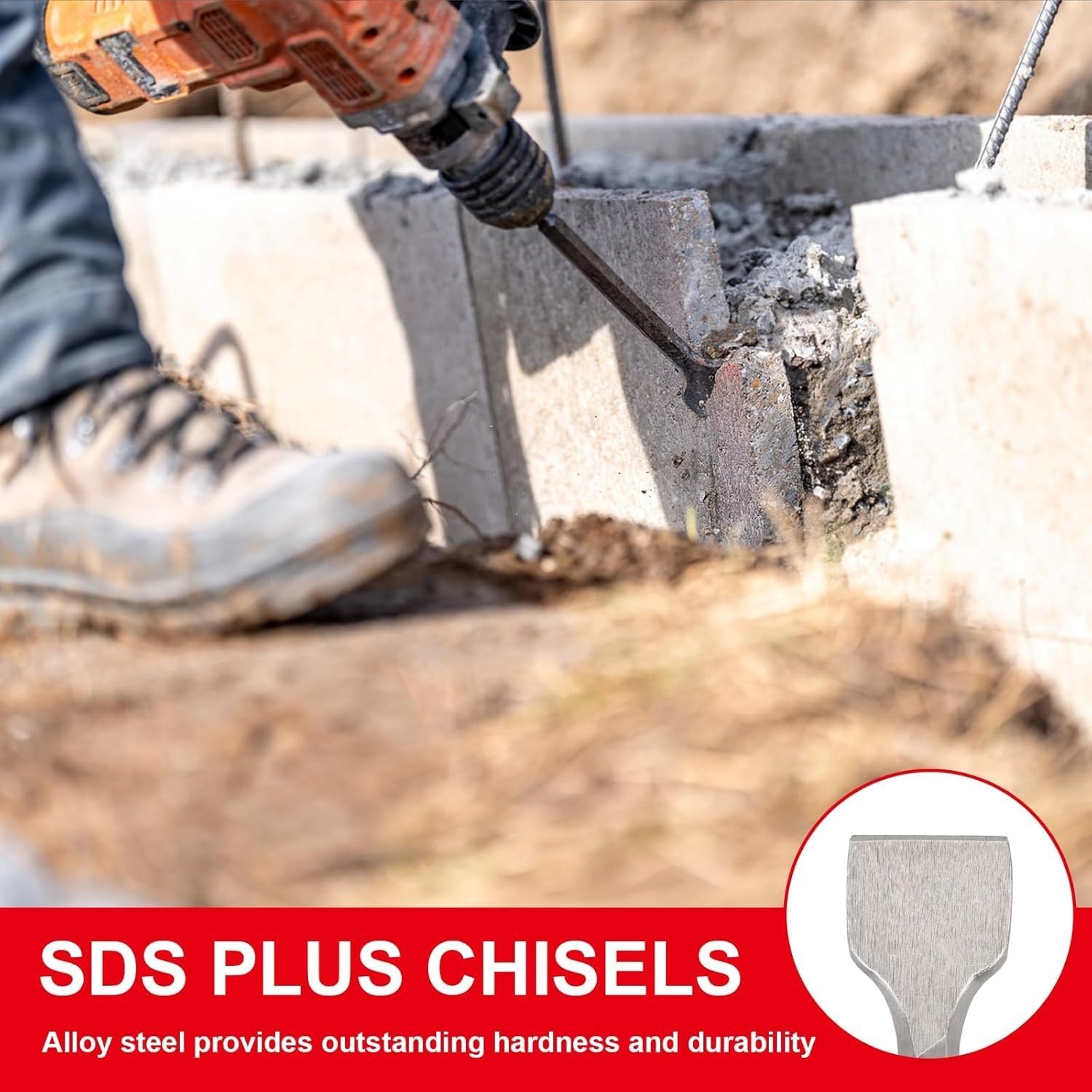SDS Plus 40CR Steel Chisels for Rotary Hammer Drills | Concrete/Tile Removal