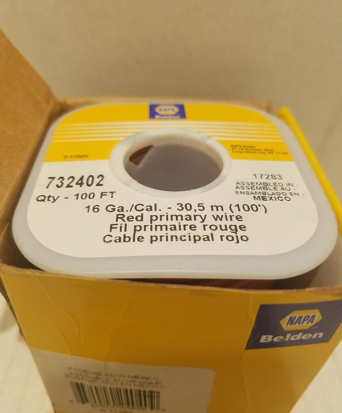 100 ft. NAPA Belden 732402 16 Ga/Cal 30.5m Red Primary Wire
