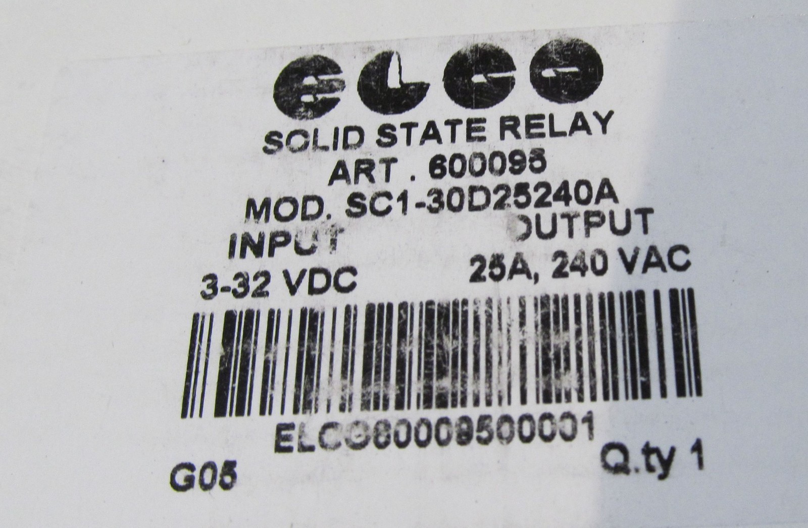 NEW ELCO SC1-30D25240A SOLID STATE RELAY WITH HEAT SINK 25A 240 VAC 3-32 VDC DIN
