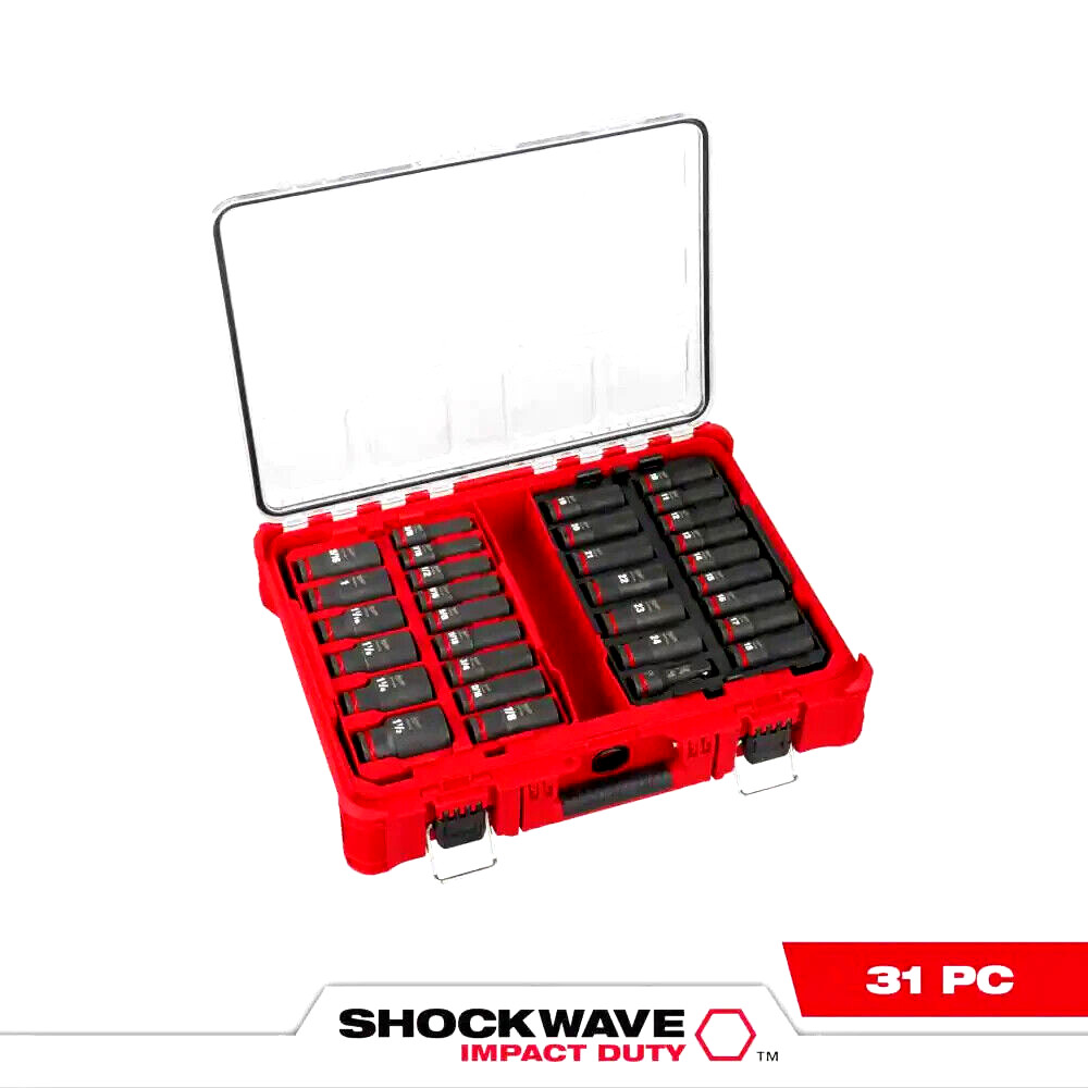 Milwaukee 49-66-6806 SHOCKWAVE Impact Socket PACKOUT Kit – 1/2″ Drive 31pc