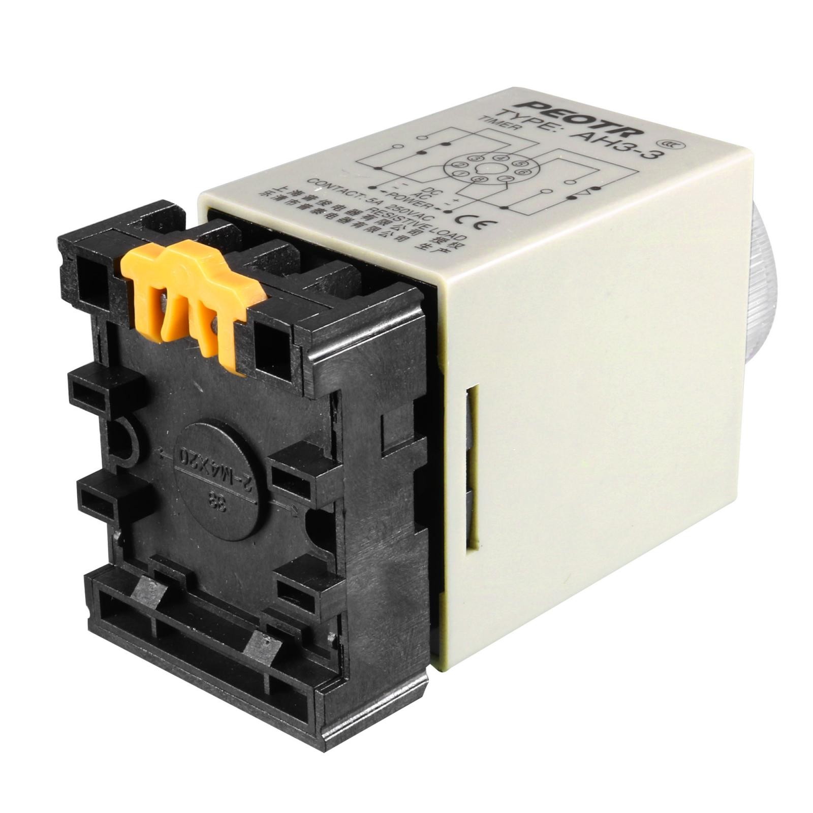 110VAC 8 Pin 0-60 Minute Rail Mount AH3-3 Delay Timer Time Relay w Socket