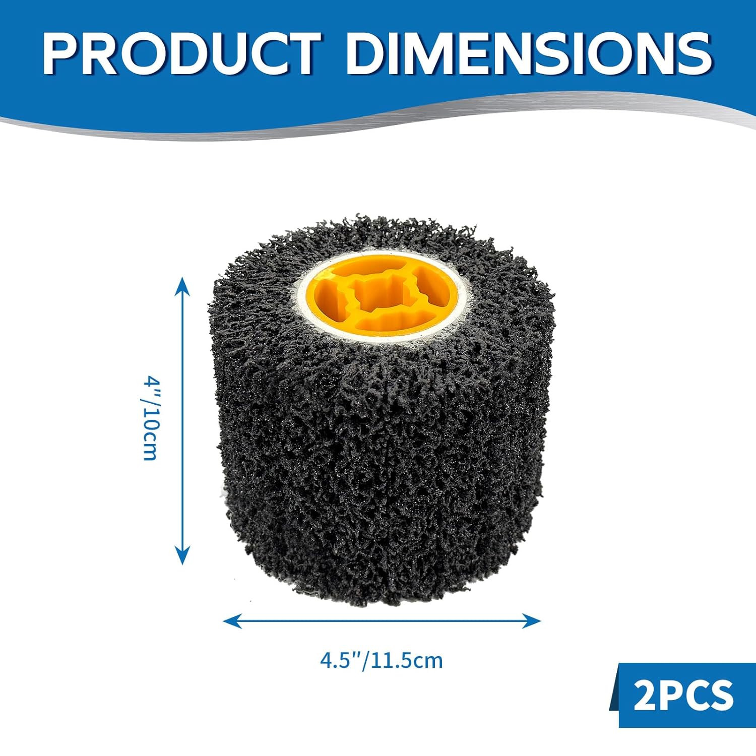2 Pcs 4.5 X 4 Inch Abrasive Drawing Drum, 40 Grit Sanding Wheel with 3/4 Inch Qu