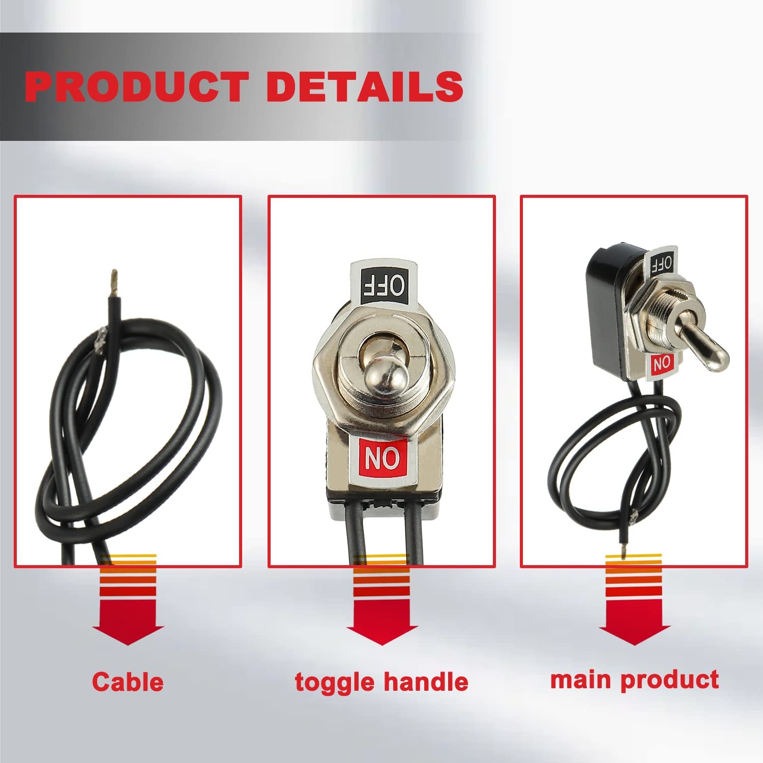 Heavy Duty Toggle Switch SPST 2 Pin ON/Off Rocker Toggle Switch 6A/125V 3A/25…
