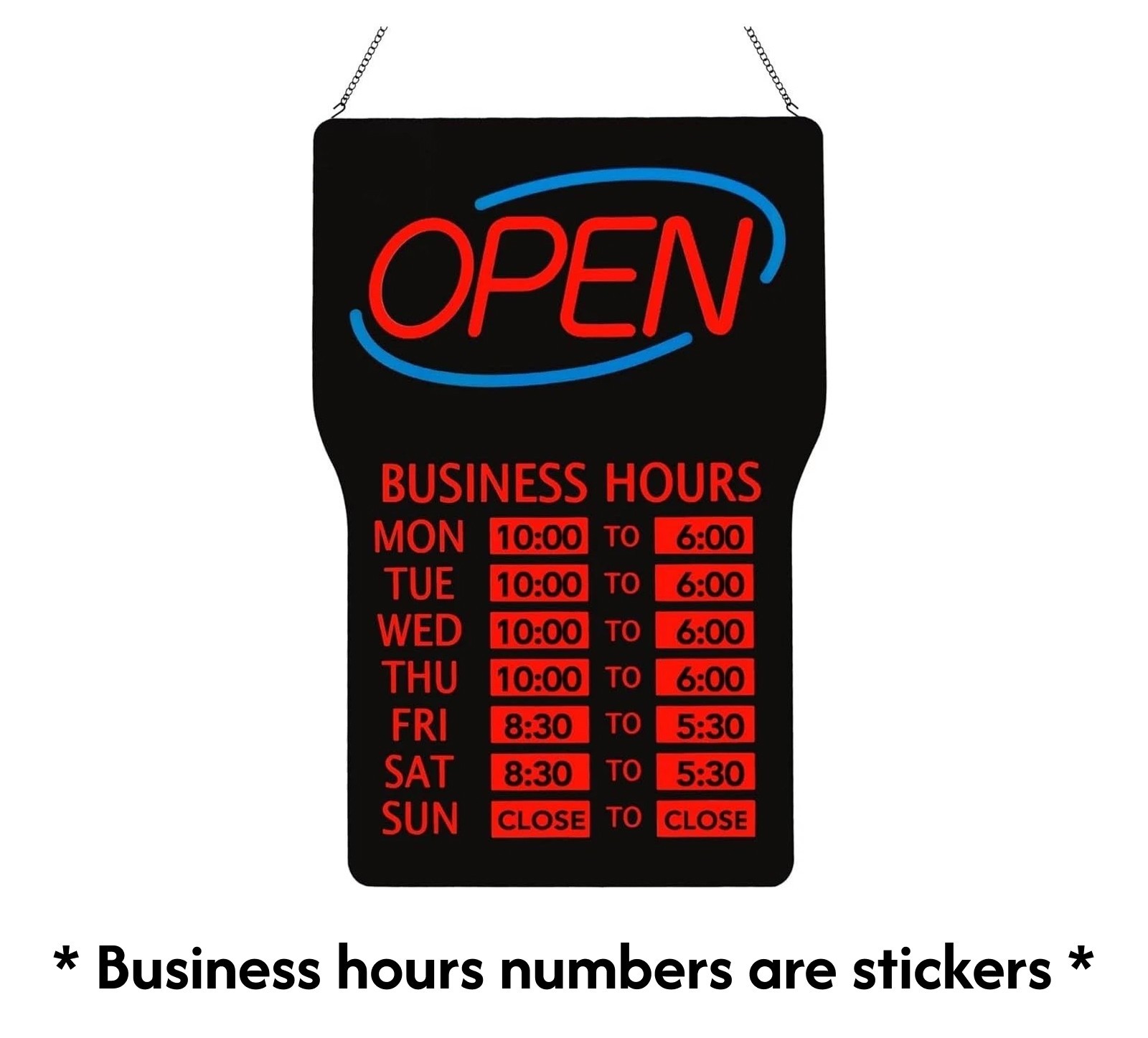 [LITE DELIGHT] LED Open Sign with Business Hours Stickers (Includes Chain&Hooks)
