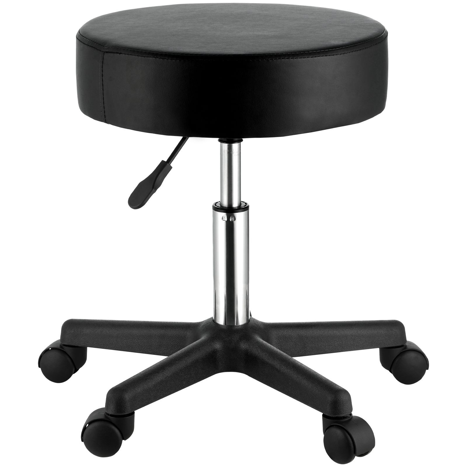 Thick Cushion 400lb Adjustable 18.1-23.8in Swivel Wheels Stool Black