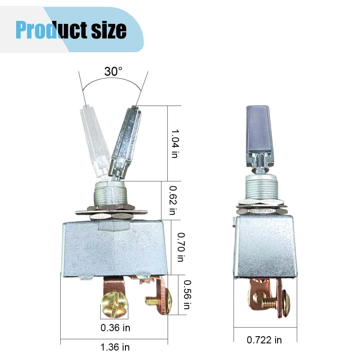 2PCS Heavy Duty Toggle Switch, 50 Amp 12 Volt 2 Position 2 Pin Rocker Switch, ON