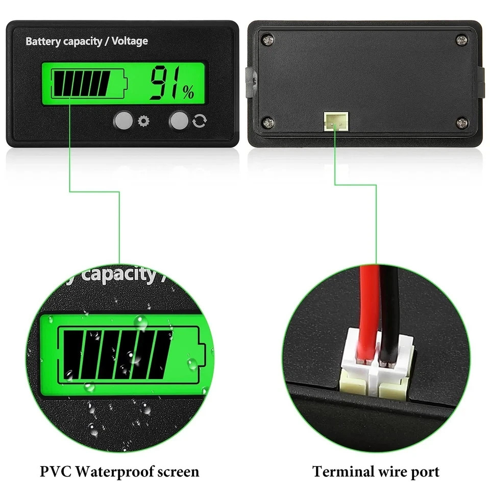 12V 24V 36V 48V Battery Capacity Indicator Golf Cart Voltage Meter with LCD