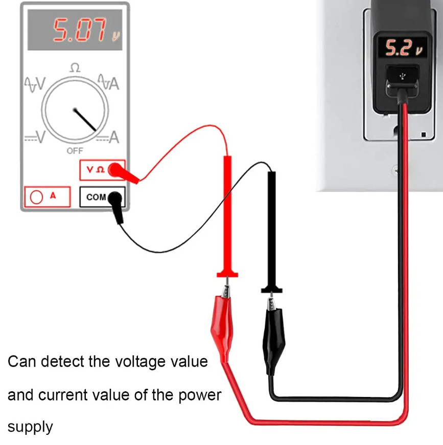 1pc Alligator Clip to USB Cable Copper Test Leads Power Supply Circuit Testing