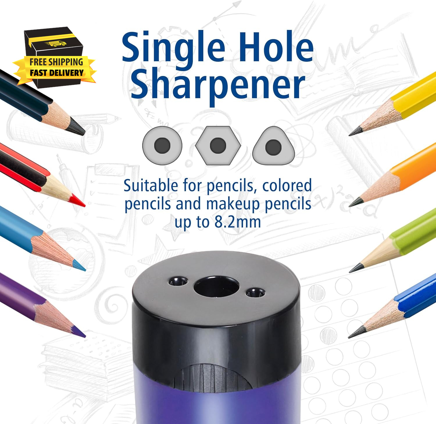 Pencil Sharpener, Premium Quality Sharpener with Screw-On Lid, Prevents Accident