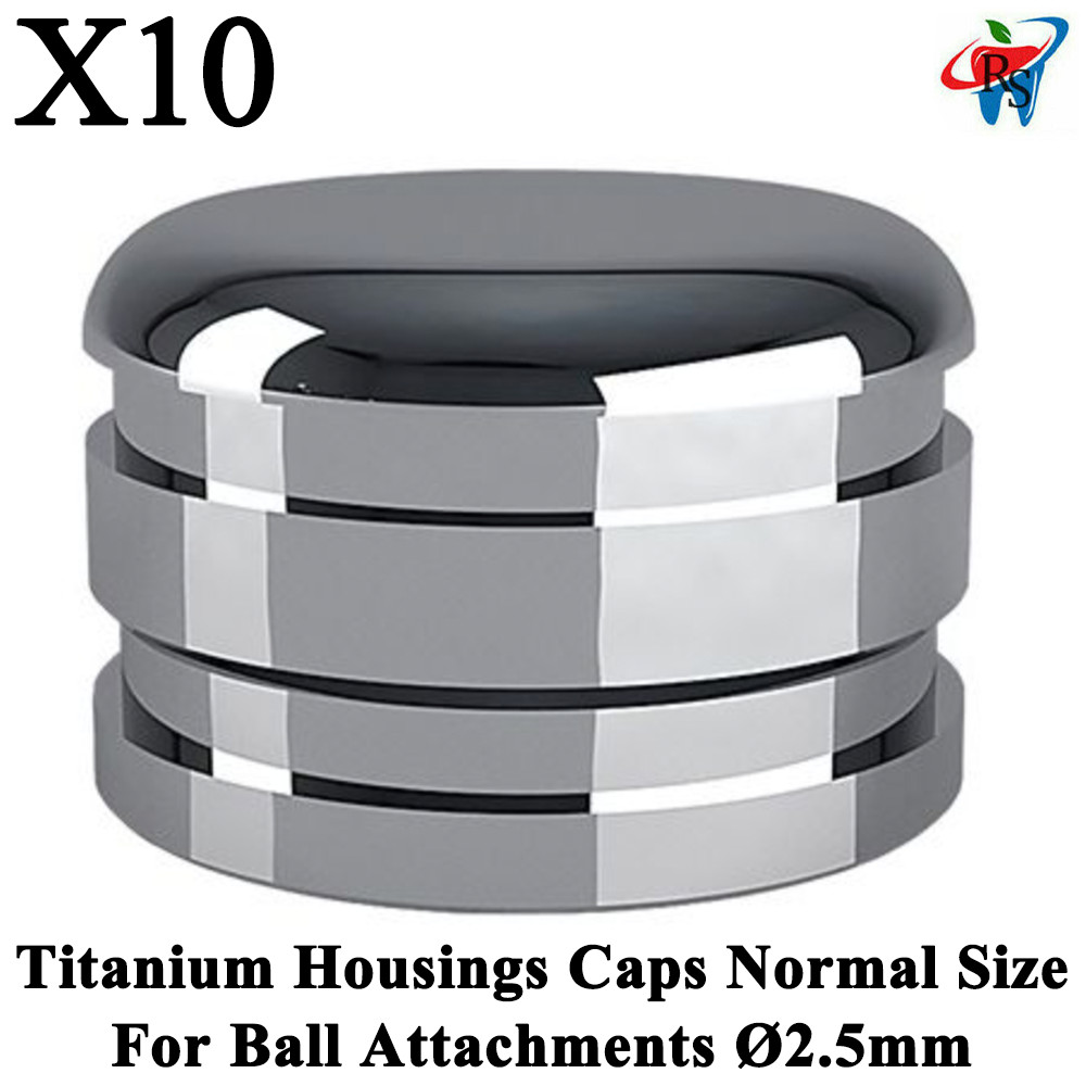 10pcs Dental Titanium Housings Caps Normal Size For Ball Attach ments Ø2.5mm