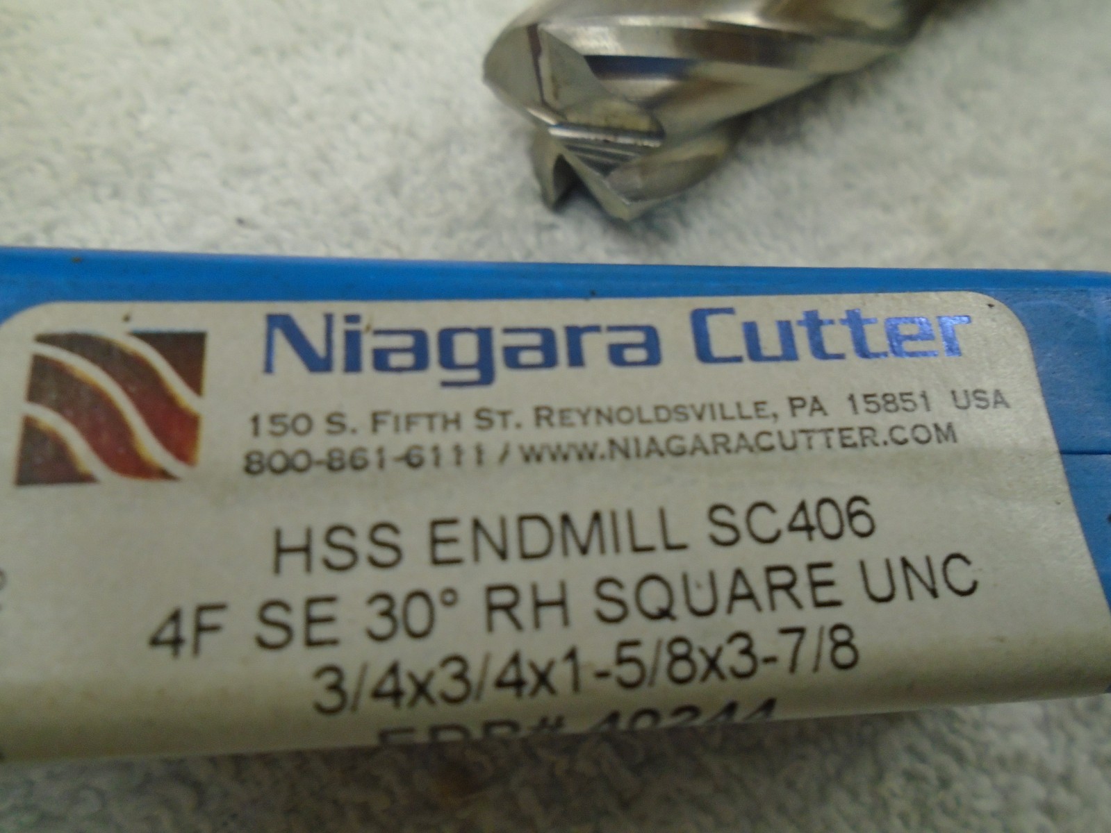 NIAGARA CUTTER HSS END MILL SC406 3/4X3/4X 1-5/8X3-7/8 EDP# 40244